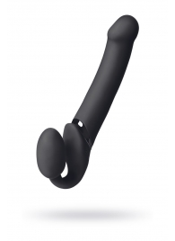 Черный безремневой вибрострапон Vibrating Bendable Strap-On L - Strap-on-me - купить с доставкой в Армавире