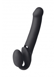 Черный безремневой вибрострапон Vibrating Bendable Strap-On L - Strap-on-me - купить с доставкой в Армавире