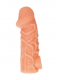 Телесная закрытая насадка с венками Cock Sleeve Size L - 17,6 см. - KOKOS - в Армавире купить с доставкой