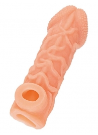 Телесная закрытая насадка с венками Cock Sleeve Size L - 17,6 см. - KOKOS - в Армавире купить с доставкой