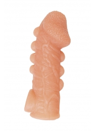 Телесная закрытая насадка с шишечками Cock Sleeve Size M - 15,6 см. - KOKOS - в Армавире купить с доставкой