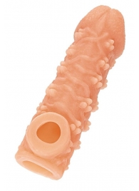 Телесная закрытая насадка с пучками шишечек Cock Sleeve Size M - 15,6 см. - KOKOS - в Армавире купить с доставкой