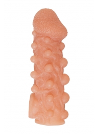 Телесная закрытая насадка с шариками Cock Sleeve Size M - 15,6 см. - KOKOS - в Армавире купить с доставкой