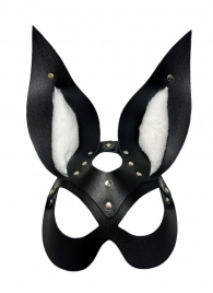 Черная маска зайки с белым мехом на ушках Miss Bunny - БДСМ Арсенал - купить с доставкой в Армавире