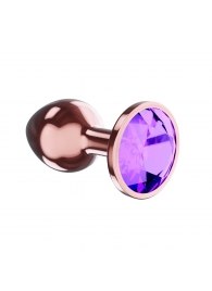 Пробка цвета розового золота с фиолетовым кристаллом Diamond Amethyst Shine L - 8,3 см. - Lola Games - купить с доставкой в Армавире