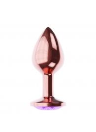 Пробка цвета розового золота с фиолетовым кристаллом Diamond Amethyst Shine L - 8,3 см. - Lola Games - купить с доставкой в Армавире
