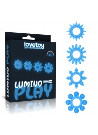 Набор из 4 голубых, светящихся в темноте эрекционных колец Lumino Play - Lovetoy - в Армавире купить с доставкой
