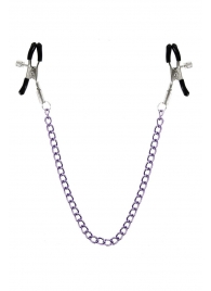 Зажимы для сосков с фиолетовой цепочкой Sweet Caress Nipple Chain - Sweet Caress - купить с доставкой в Армавире