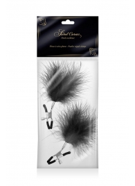 Зажимы на соски с черными пуховыми кисточками Sweet Caress Feather Nipple Clumps - Sweet Caress - купить с доставкой в Армавире