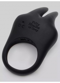 Черное эрекционное виброкольцо Sensation Rechargeable Vibrating Rabbit Love Ring - Fifty Shades of Grey - в Армавире купить с доставкой