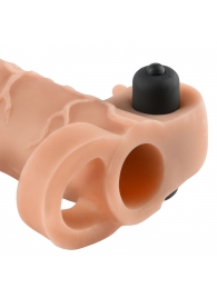 Телесная вибронасадка с кольцом Vibrating Real Feel 2 Extension - 16 см. - Pipedream - в Армавире купить с доставкой