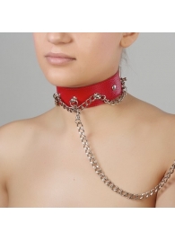 Красный ошейник из натуральной кожи - Sitabella - купить с доставкой в Армавире