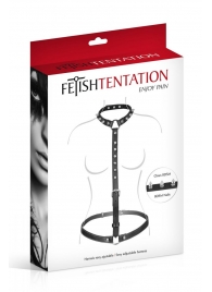 Черная упряжь на тело с шипами на ошейнике - Fetish Tentation - купить с доставкой в Армавире