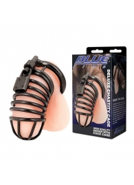 Черная металлическая клетка с замком Deluxe Chastity Cage - BlueLine - купить с доставкой в Армавире