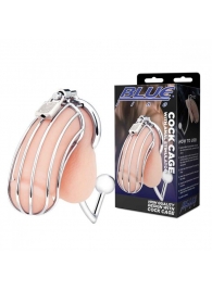 Серебристая металлическая клетка с анальным стимулятором Cock Cage - BlueLine - купить с доставкой в Армавире