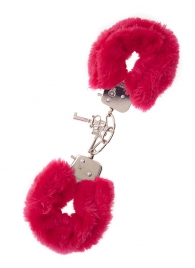 Металлические наручники с красной меховой опушкой METAL HANDCUFF WITH PLUSH RED - Dream Toys - купить с доставкой в Армавире