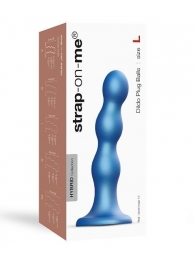 Голубая насадка Strap-On-Me Dildo Plug Balls size L - Strap-on-me - купить с доставкой в Армавире