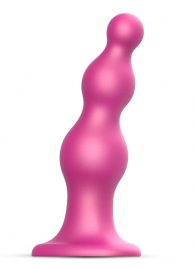 Розовая насадка Strap-On-Me Dildo Plug Beads size L - Strap-on-me - купить с доставкой в Армавире