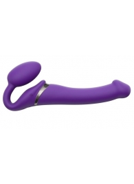 Фиолетовый безремневой вибрострапон Silicone Bendable Strap-On - size M - Strap-on-me - купить с доставкой в Армавире