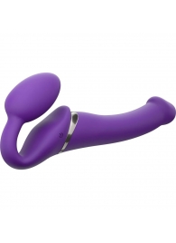 Фиолетовый безремневой вибрострапон Vibrating Bendable Strap-On - size L - Strap-on-me - купить с доставкой в Армавире