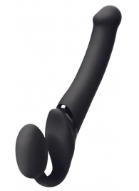 Черный безремневой вибрострапон Silicone Bendable Strap-On - size XL - Strap-on-me - купить с доставкой в Армавире