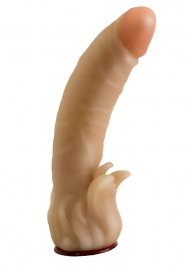 Телесная гелевая насадка-фаллос с клиторальными лепестками - 18,5 см. - LOVETOY (А-Полимер) - купить с доставкой в Армавире