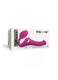 Ярко-розовый безремневой страпон Multi Orgasm Size S с клиторальной стимуляцией - Strap-on-me - купить с доставкой в Армавире