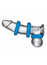 Комплект из трех голубых эрекционных колец 3-Pack Ribbed Rider Cock Ring Set - BlueLine - в Армавире купить с доставкой