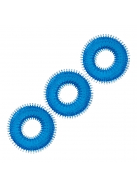 Комплект из трех голубых колец для эрекции 3-Pack Ultra-Stim Stretch Cock Rings - BlueLine - в Армавире купить с доставкой