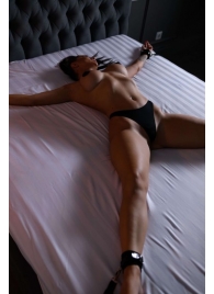 Черный кожаный набор фиксации на кровати Sex Game - БДСМ Арсенал - купить с доставкой в Армавире