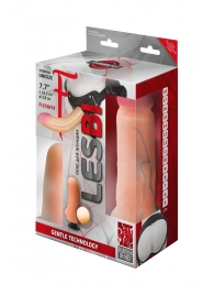 Телесный страпон Harness LESBI с вагинальной пробкой - 16,5 см. - LOVETOY (А-Полимер) - купить с доставкой в Армавире