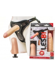 Телесный страпон Harness LESBI с вагинальной пробкой - 16,5 см. - LOVETOY (А-Полимер) - купить с доставкой в Армавире