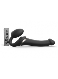 Черный безремневой страпон Multi Orgasm Size M с клиторальной стимуляцией - Strap-on-me - купить с доставкой в Армавире
