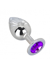 Большой плаг из стали с фиолетовым кристаллом Violet Dream - 9,5 см. - Erotic Fantasy - купить с доставкой в Армавире