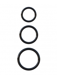 Набор из трех черных эрекционных колец Silicone 3-Ring Stamina Set - Pipedream - в Армавире купить с доставкой