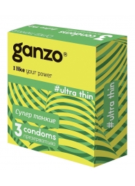 Ультратонкие презервативы Ganzo Ultra thin - 3 шт. - Ganzo - купить с доставкой в Армавире