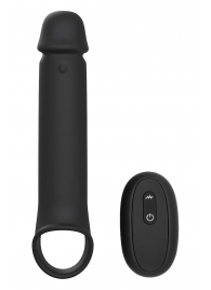 Черная насадка-удлинитель с вибрацией Vibrating Extender With Remote - Dream Toys - в Армавире купить с доставкой