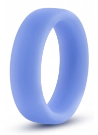 Голубое люминесцентное кольцо Silicone Glo Cock Ring - Blush Novelties - в Армавире купить с доставкой