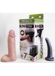 Страпон-унисекс с двумя насадками UNI strap 7  Harness - 19 и 16 см. - LOVETOY (А-Полимер) - купить с доставкой в Армавире