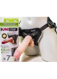 Страпон-унисекс с двумя насадками UNI strap 7  Harness - 19 и 16 см. - LOVETOY (А-Полимер) - купить с доставкой в Армавире