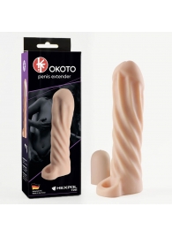 Телесная насадка-удлинитель Okoto со спиралевидным рельефом - 16 см. - Sitabella - в Армавире купить с доставкой