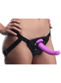 Лиловый поясной страпон Navigator Silicone G-Spot Dildo with Harness - 17,8 см. - XR Brands - купить с доставкой в Армавире