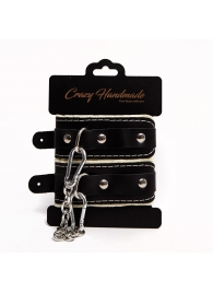 Черные скругленные наручники с мягкой бежевой подкладкой - Crazy Handmade - купить с доставкой в Армавире