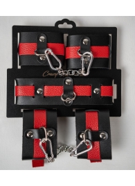 Черно-красный набор фиксаций: наручники, оковы и ошейник - Crazy Handmade - купить с доставкой в Армавире