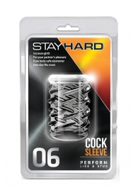 Прозрачная насадка с объёмными чёрточками STAY HARD COCK SLEEVE 06 CLEAR - Blush Novelties - в Армавире купить с доставкой