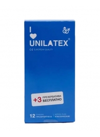 Классические презервативы Unilatex Natural Plain - 12 шт. + 3 шт. в подарок - Unilatex - купить с доставкой в Армавире
