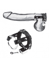 Утяжка на пенис на замочке Duo Cock And Ball Lock - BlueLine - купить с доставкой в Армавире