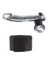 Чёрная утяжка на мошонку 1  Velcro Ball Stretcher - BlueLine - купить с доставкой в Армавире