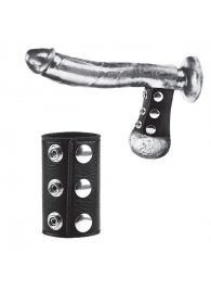 Чёрная утяжка на кнопках 100% PVC STRAP WITH METAL SNAP - BlueLine - купить с доставкой в Армавире