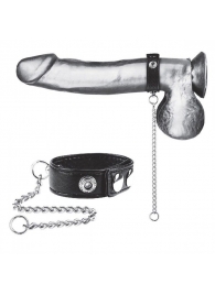 Утяжка на пенис с поводком Snap Cock Ring With 12  Leash - BlueLine - купить с доставкой в Армавире